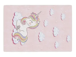 Alfombra niños lavable antideslizante unicornio rosa 160x230 cm ES723391