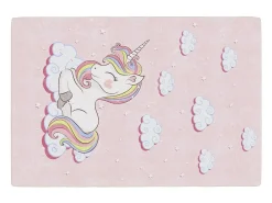 Clicnbuy Alfombra Infantil^Alfombra niños lavable antideslizante unicornio 160x230 cm Rosa