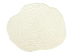 Alfombra orgánica en relieve 100% lana tufting tejida a mano, Diám.160 cm, Marfil, 2100g/m², ORENIA