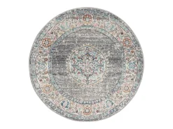 the carpet Alfombra De Exterior|Alfombra Redonda^Alfombra Palma Exterior Oriental, , 120 cm, redondo Gris