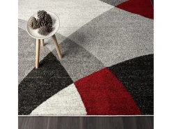 Alfombra Pearl Salón morno Corte contorno, Gris Rojo, 240 x 330 cm