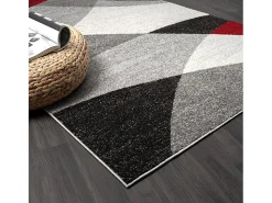 Alfombra Pearl Salón morno Corte contorno, Gris Rojo, 240 x 330 cm