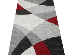 Alfombra Pearl Salón morno Corte contorno, Gris Rojo, 140 x 200 cm