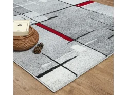 Alfombra Pearl Salón morno Pelo corto, Gris Rojo, 240 x 330 cm
