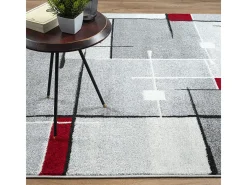 Alfombra Pearl Salón morno Pelo corto, Gris Rojo, 240 x 330 cm