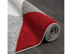Alfombra Pearl Salón morno Corte contorno, Gris Rojo, 160 x 220 cm