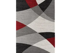 Alfombra Pearl Salón morno Corte contorno, Gris Rojo, 160 x 220 cm