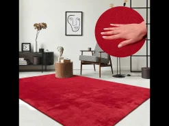 Alfombra pelo corto lavable antideslizante - Rojo - 200 x 280 cm - RELAX