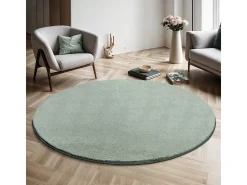 Alfombra pelo corto lavable antideslizante - Verde - 200 cm Redondo - RELAX