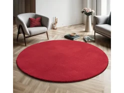 the carpet Alfombra De Salón|Alfombra Redonda^Alfombra pelo corto lavable antideslizante - - 120 cm Redondo - RELAX Rojo