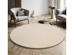 the carpet Alfombra De Salón|Alfombra Redonda^Alfombra pelo corto lavable antideslizante - - 120 cm Redondo - RELAX Beige