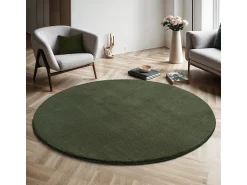 the carpet Alfombra De Salón|Alfombra Redonda^Alfombra pelo corto lavable antideslizante - Bosque - 200 cm Redondo - RELAX Verde