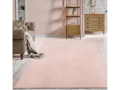 Alfombra pelo corto lavable antideslizante - Rosa - 140 x 200 cm - RELAX