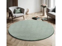 the carpet Alfombra De Salón|Alfombra Redonda^Alfombra pelo corto lavable antideslizante - Verde - 120 cm Redondo - RELAX Verde claro