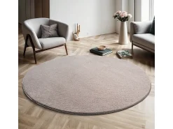 New the carpet Alfombra pelo corto lavable antideslizante - arena - 200 cm Redondo - RELAX Color natural oscuro