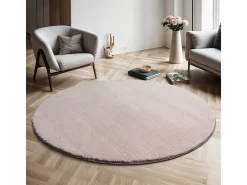Alfombra pelo corto lavable antideslizante - Rosa - 120 cm Redondo - RELAX