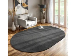 Alfombra pelo corto lavable antideslizante - Antracita - 140 x 200 cm - RELAX