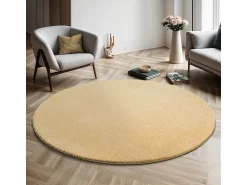 the carpet Alfombra De Salón|Alfombra Redonda^Alfombra pelo corto lavable antideslizante - Oro - 120 cm Redondo - RELAX Dorado