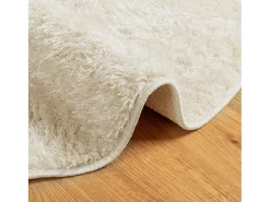 Clicnbuy Alfombra Redonda^Alfombra pelo largo aspecto brillante ISTAN Ø 160 cm Crema