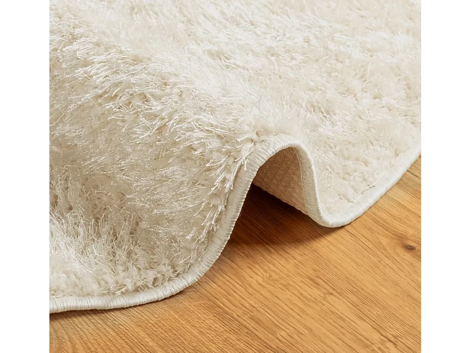 Clicnbuy Alfombra Redonda^Alfombra pelo largo aspecto brillante ISTAN Ø 160 cm Crema