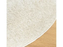Clicnbuy Alfombra Redonda^Alfombra pelo largo aspecto brillante ISTAN Ø 160 cm Crema