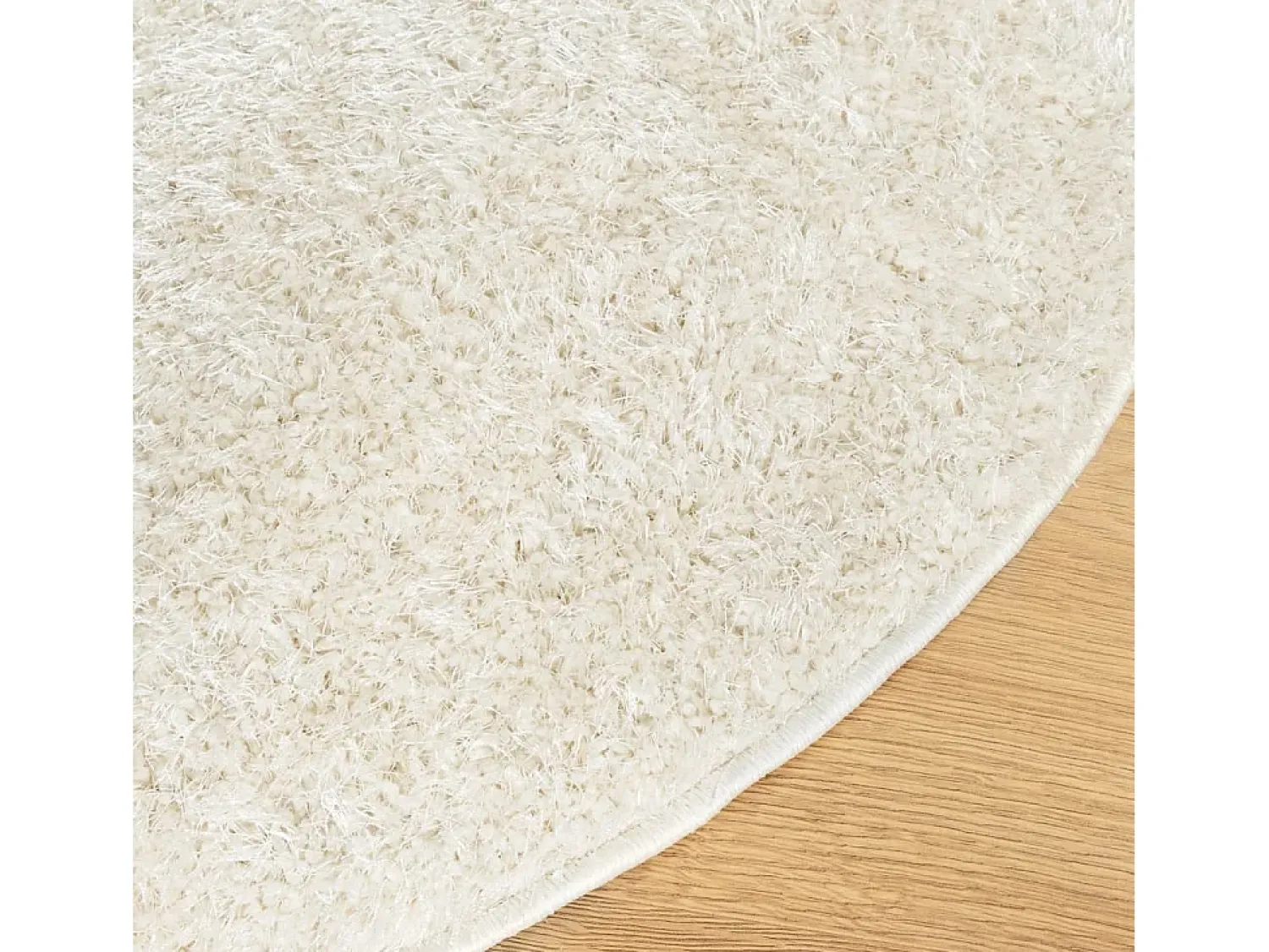 Clicnbuy Alfombra Redonda^Alfombra pelo largo aspecto brillante ISTAN Ø 160 cm Crema