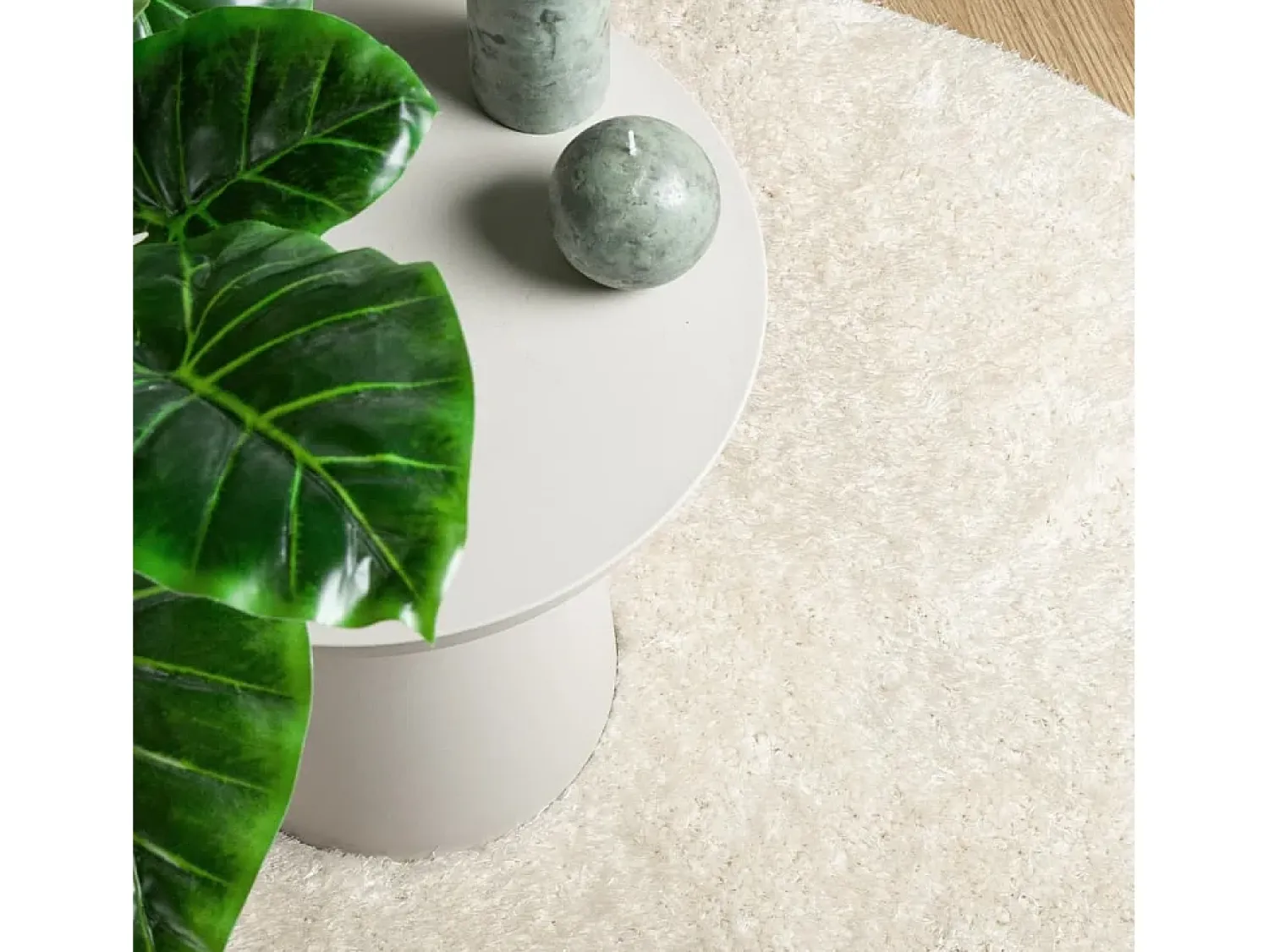 Clicnbuy Alfombra Redonda^Alfombra pelo largo aspecto brillante ISTAN Ø 160 cm Crema