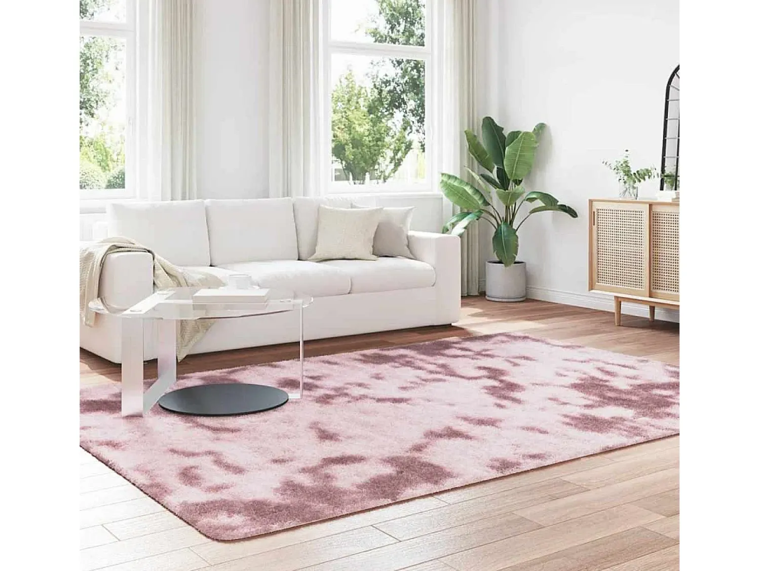 Alfombra De Cocina^Alfombra peluda NAVARRA Polvo 200x290 cm Rosa