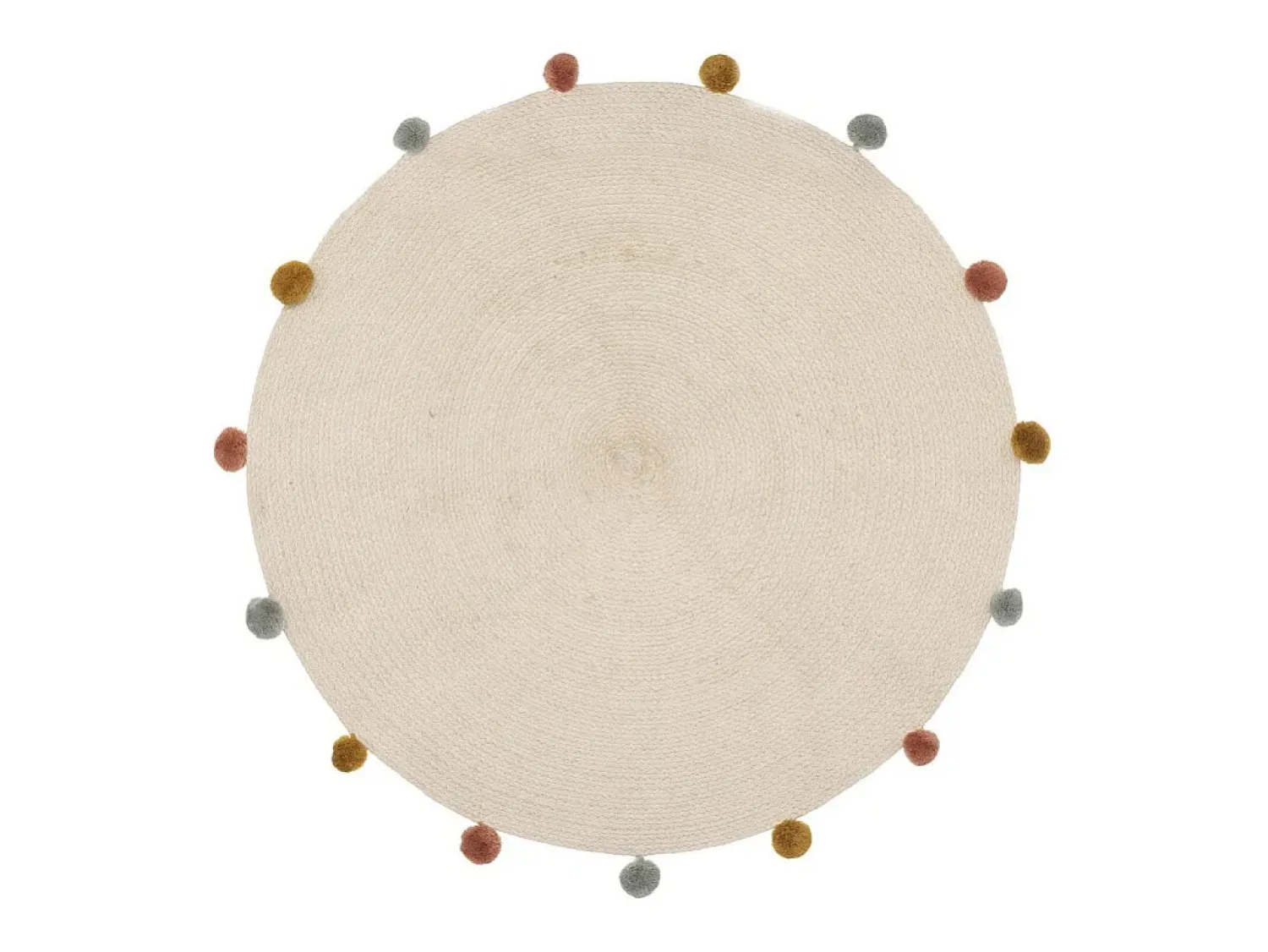Atmosphera for Kids Alfombra pompon algodón 90x90cm Beige