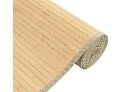 New Alfombra rectangular de bambú natural claro 80x100 cm Beige