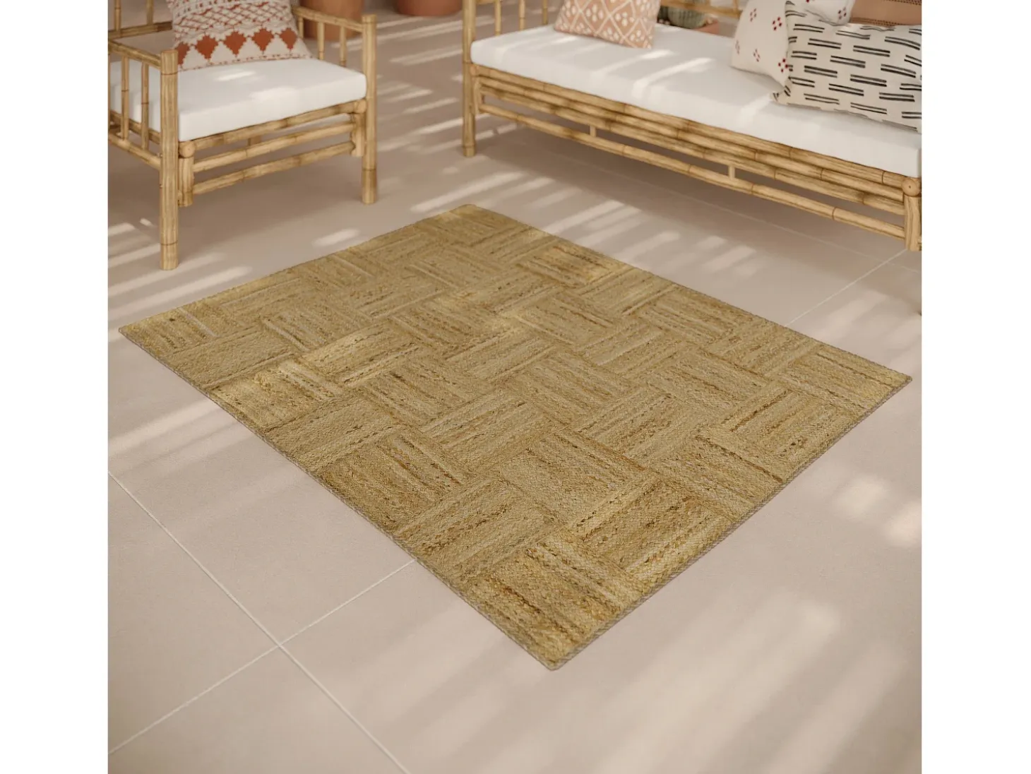 Alfombra rectangular de yute 120 x 150 cm - Kara