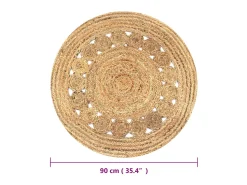 Discount Alfombra redonda con diseño yute trenzado 90 cm ES20726 Beige