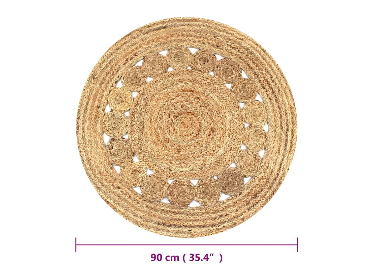 Discount Alfombra redonda con diseño yute trenzado 90 cm ES20726 Beige
