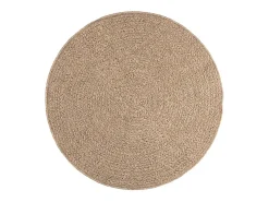 Hot Alfombra redonda de 120 cm con aspecto de yute para interiores y exteriores Beige