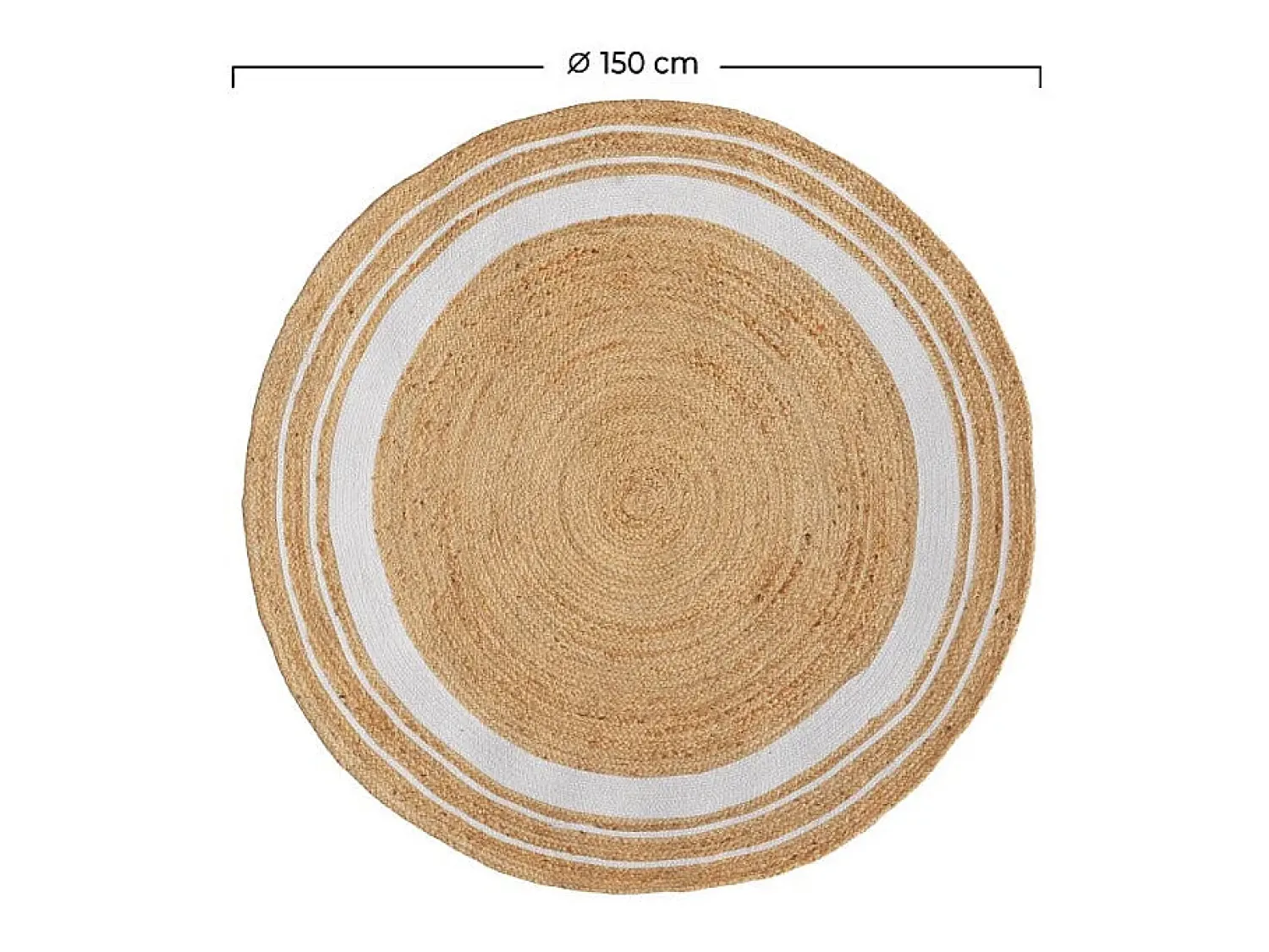 Rendez-Vous Déco Alfombra De Salón|Alfombra Redonda^Alfombra redonda de yute y natural con borde blanco D150 cm - Anaïs Beige