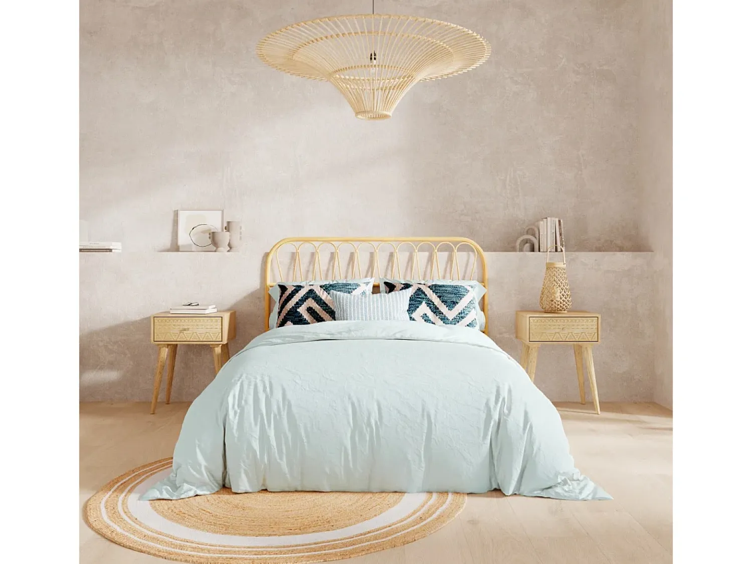 Rendez-Vous Déco Alfombra De Salón|Alfombra Redonda^Alfombra redonda de yute y natural con borde blanco D150 cm - Anaïs Beige