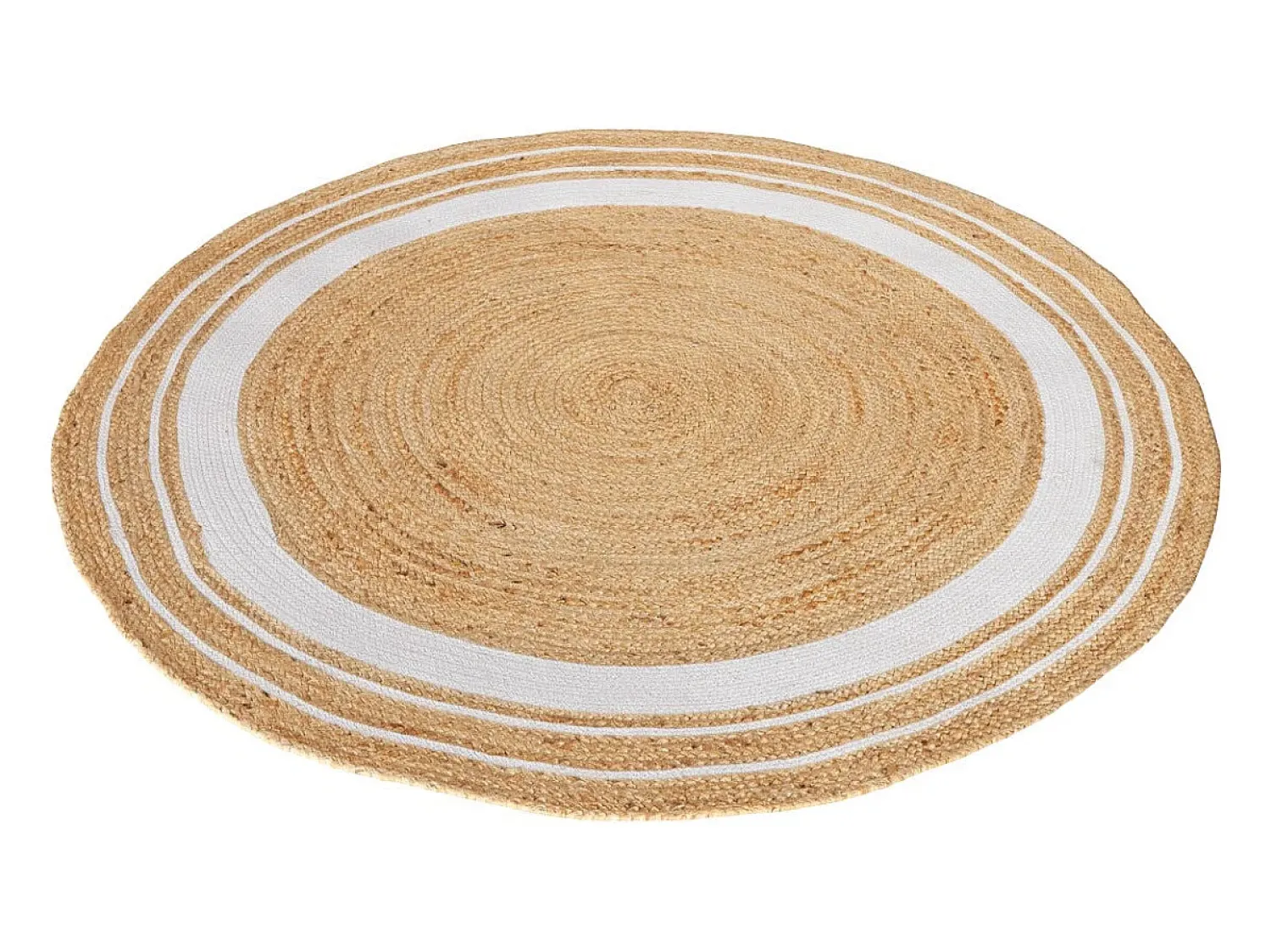 Rendez-Vous Déco Alfombra De Salón|Alfombra Redonda^Alfombra redonda de yute y natural con borde blanco D150 cm - Anaïs Beige