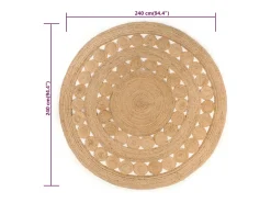 Best Clicnbuy Alfombra redonda de yute trenzado 240 cm Beige