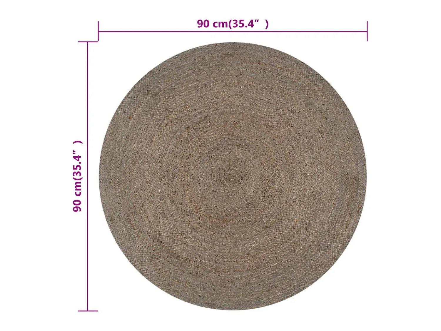 Discount Alfombra redonda de yute hecha a mano, 90 cm, color Gris