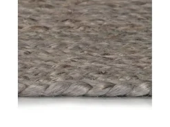 Sale Alfombra redonda de yute hecha a mano, 150 cm, color Gris