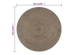 Sale Alfombra redonda de yute hecha a mano, 150 cm, color Gris