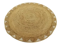 Alfombra redonda floral 100% yute - D. 200 cm - Natural - INDIRA