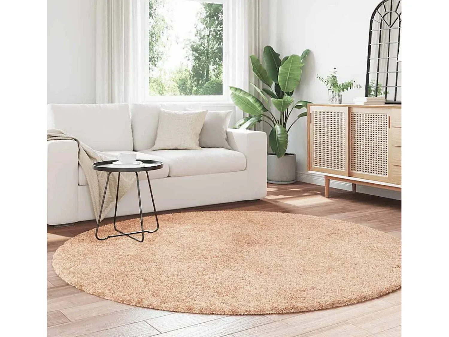 Online Alfombra shaggy de pelo largo NAVARRA 200x200 cm poliéster Beige