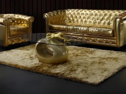 OZAIA Alfombra De Salón^Alfombra shaggy de pelo largo - Dorada - 160 x 230 cm - poliéster - GLITTER Dorado