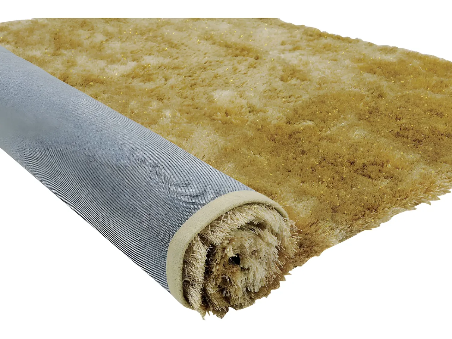 OZAIA Alfombra De Salón^Alfombra shaggy de pelo largo - Dorada - 160 x 230 cm - poliéster - GLITTER Dorado