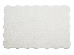 Vente-unique Alfombra De Salón^Alfombra shaggy de pelo largo con bordes ondulados, 160 x 230 cm, , NERIDA Blanco