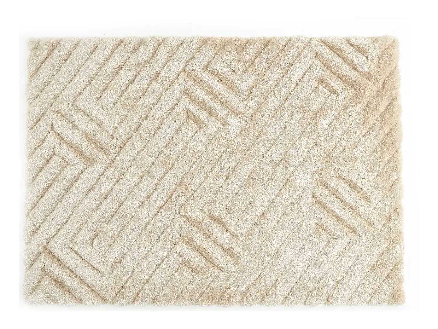 OZAIA Alfombra shaggy de pelo largo en relieve - 160 x 230 cm - Blanco roto - MAZE Crema