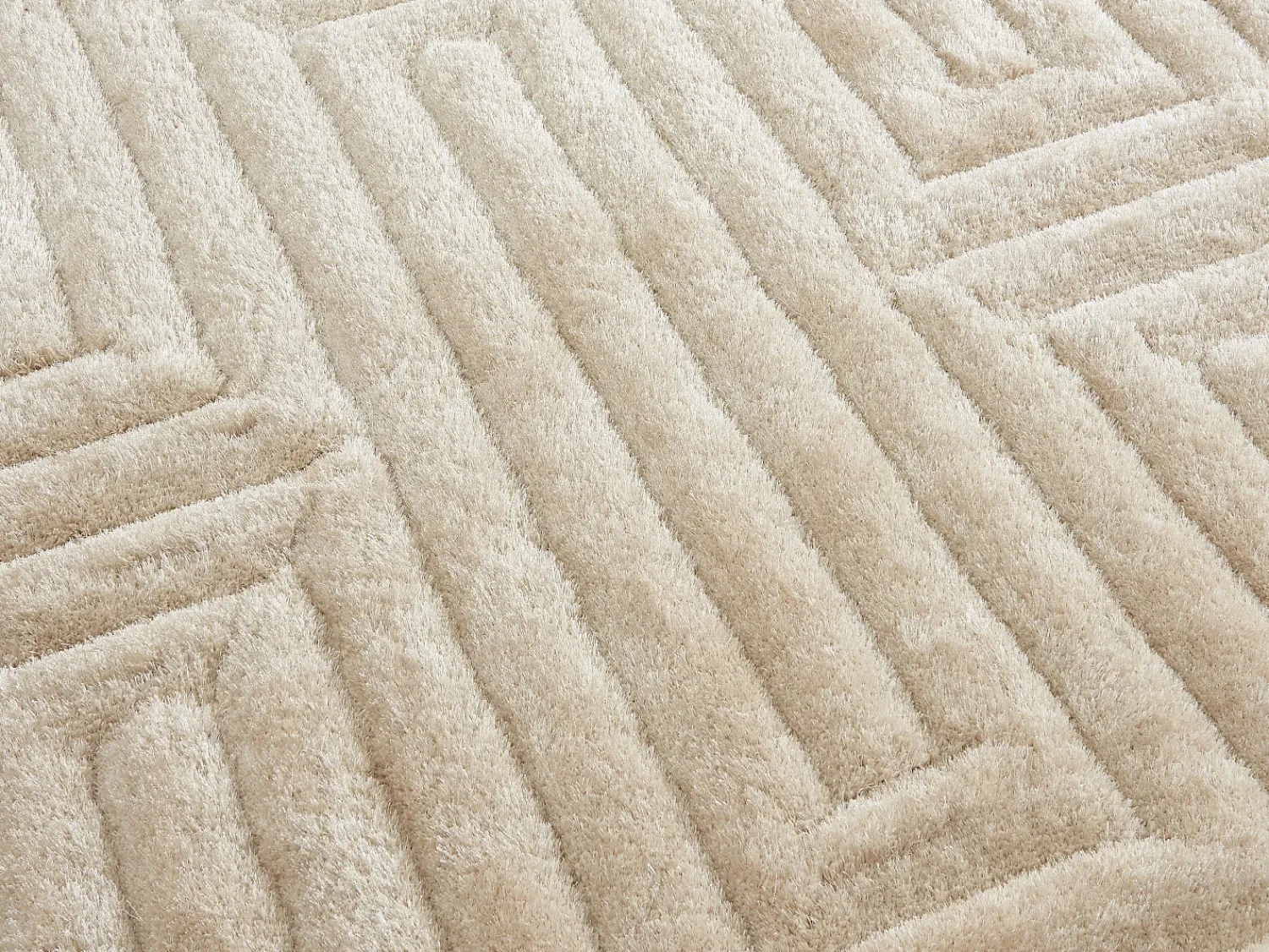 OZAIA Alfombra shaggy de pelo largo en relieve - 160 x 230 cm - Blanco roto - MAZE Crema