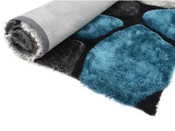 Hot OZAIA Alfombra shaggy turquesa y gris poliéster 140x200 cm PIETRA Azul turquesa