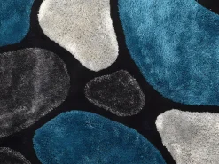 Hot OZAIA Alfombra shaggy turquesa y gris poliéster 140x200 cm PIETRA Azul turquesa